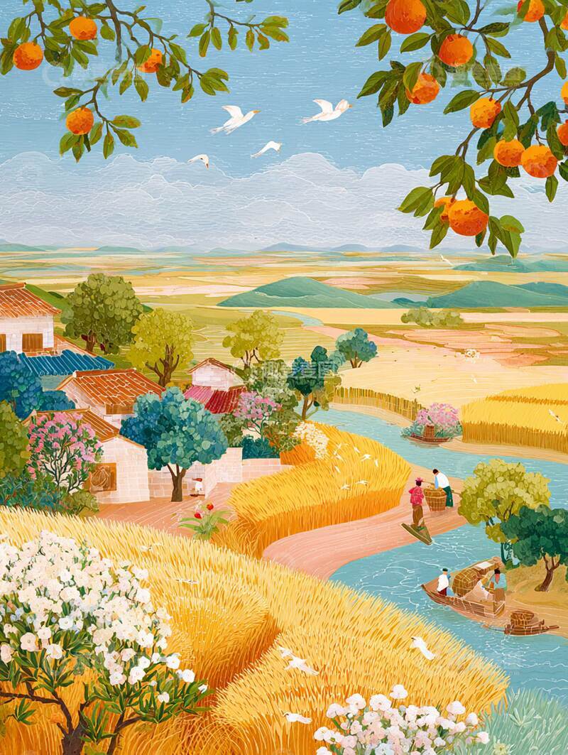 高清大图下载【趣麦麦图】立秋  稻香  荷残  