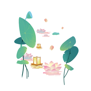 中元节荷花荷叶莲蓬花灯宫灯