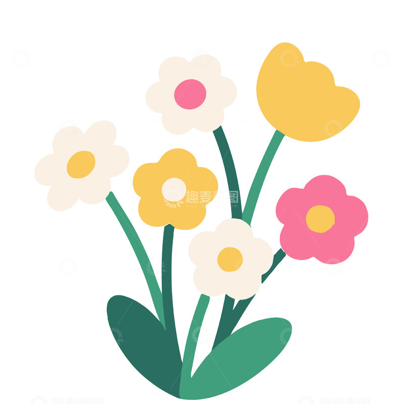 源文件下载【趣麦麦图】花束插画的清新可爱