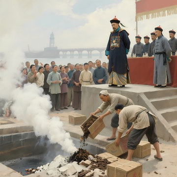 林则徐虎门销烟场景