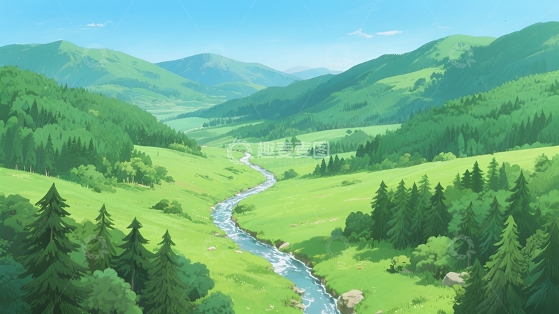 高清大图下载【趣麦麦图】翠谷溪韵壁纸