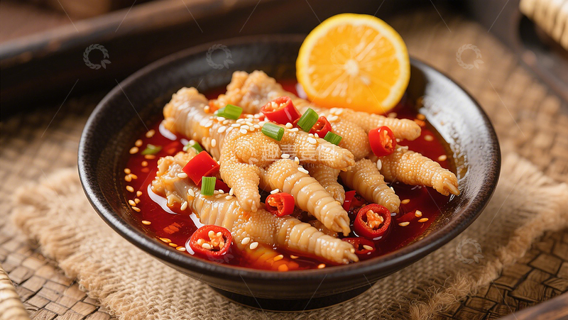 高清大图下载【趣麦麦图】美食川味鲜香酸辣柠檬凤爪配辣椒芝麻
