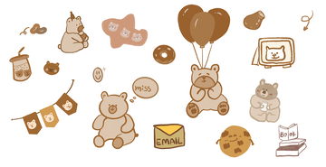 棕色小熊免扣psd素材