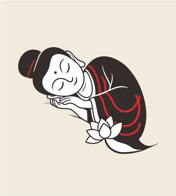 手绘矢量佛像卧佛图