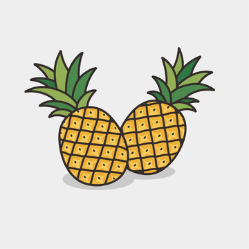 手绘矢量菠萝插画