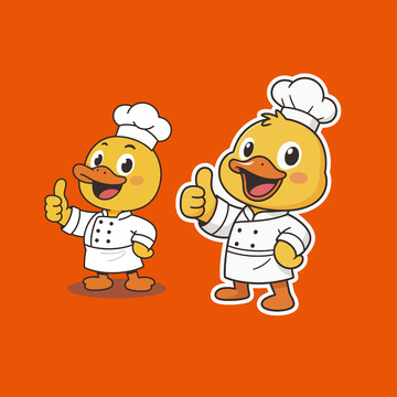 矢量鸭子厨师形象插画