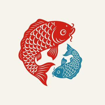 矢量锦鲤鲤鱼插画