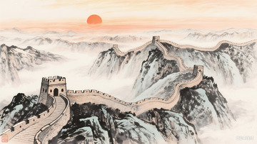 万里长城山水画中国画