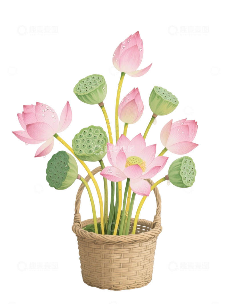 荷花免扣素材909