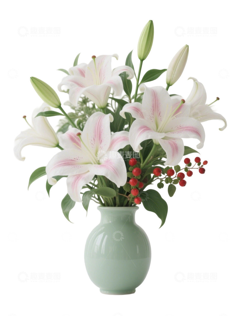 高清大图下载【趣麦麦图】百合花瓶免扣素材5