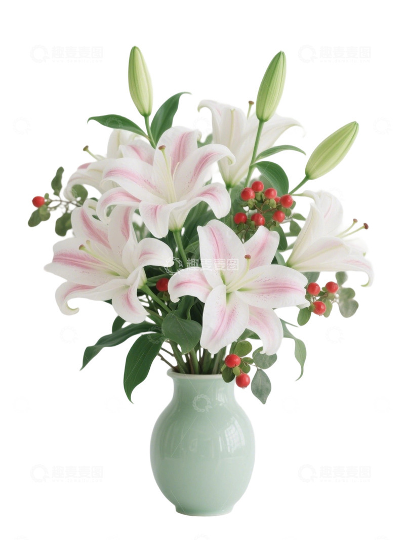 高清大图下载【趣麦麦图】百合花瓶免扣素材19
