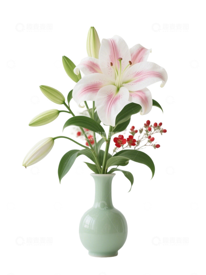 高清大图下载【趣麦麦图】百合花瓶免扣素材15