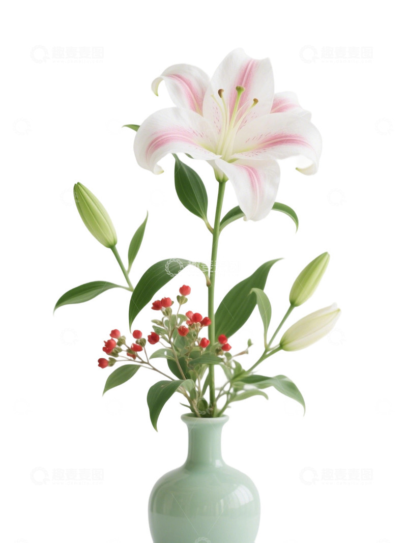 高清大图下载【趣麦麦图】百合花瓶免扣素材18