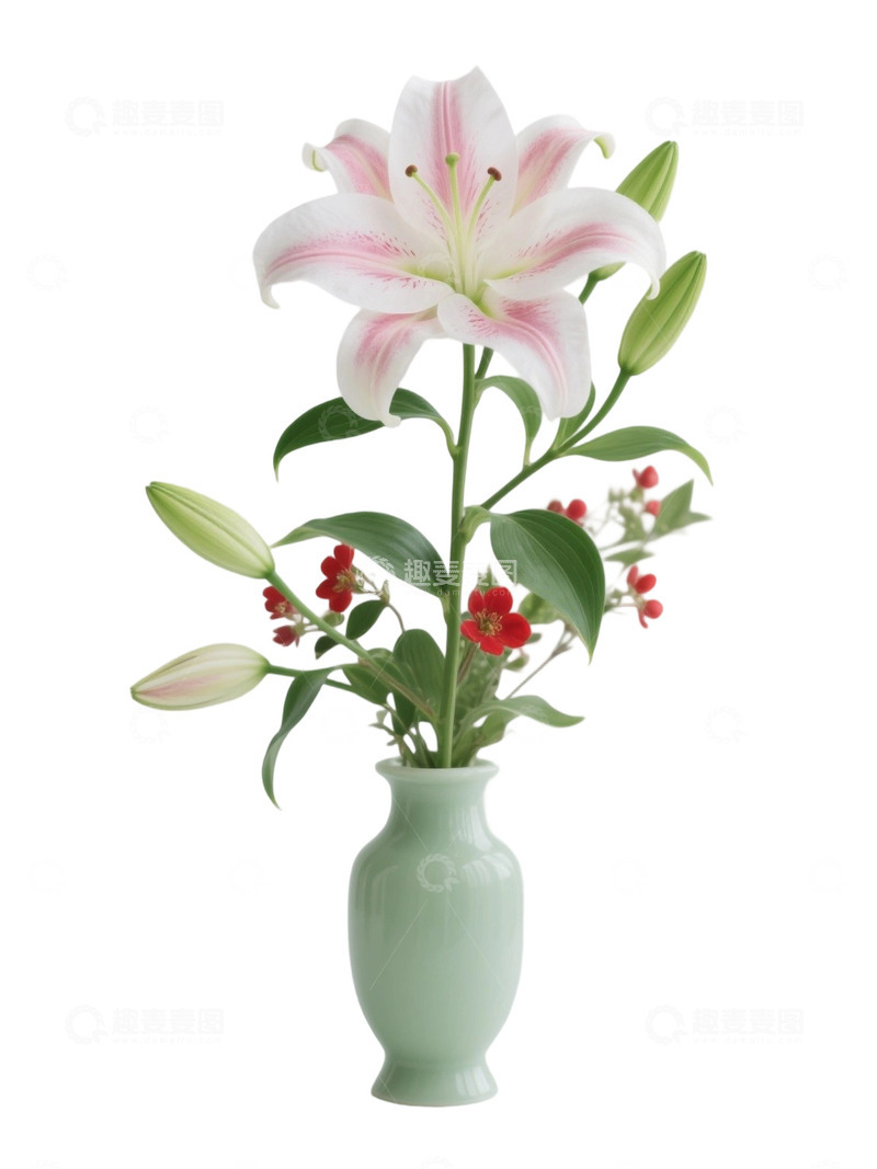 高清大图下载【趣麦麦图】百合花瓶免扣素材28
