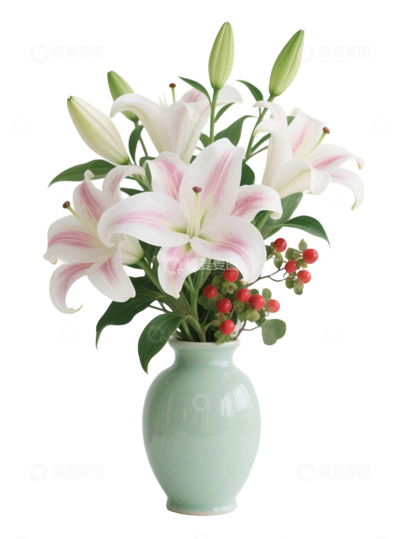 高清大图下载【趣麦麦图】百合花瓶免扣素材8