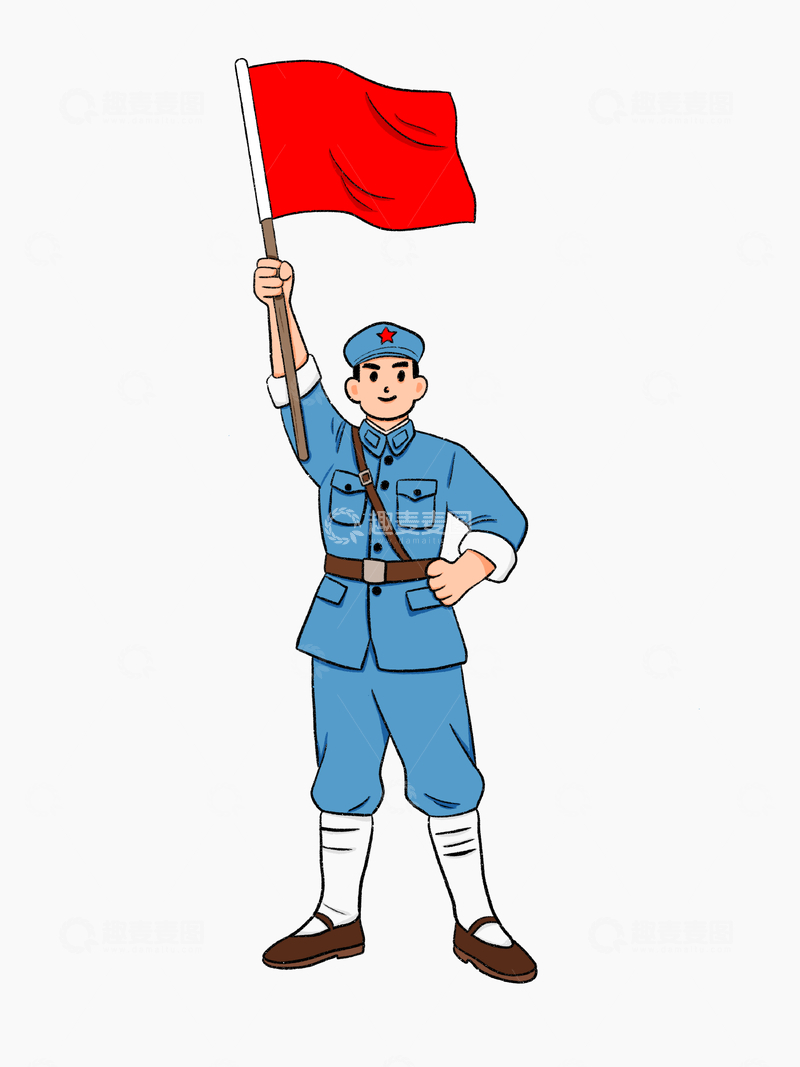 源文件下载【趣麦麦图】手绘红军人物元素