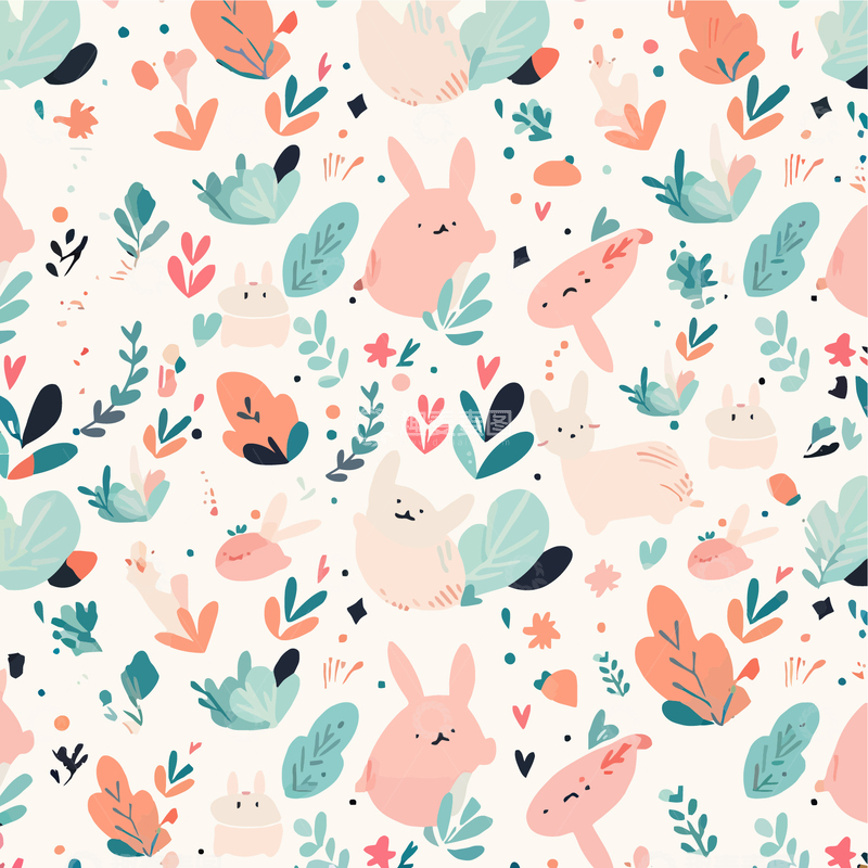 源文件下载【趣麦麦图】手绘卡通插画动物花草扁平风设计图 35