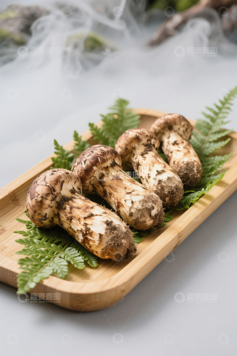 高清大图下载【趣麦麦图】摆放着带自然泥松茸