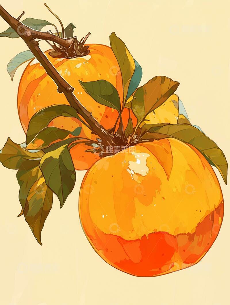 高清大图下载【趣麦麦图】柿子  浑圆  膏润  