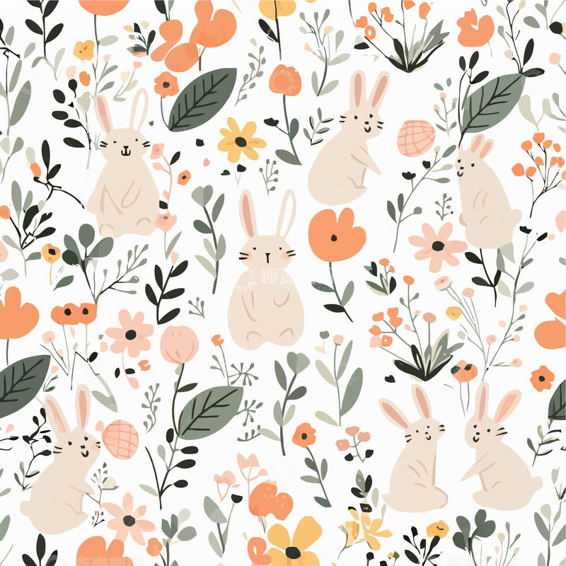 源文件下载【趣麦麦图】手绘卡通插画动物花草扁平风设计图 32