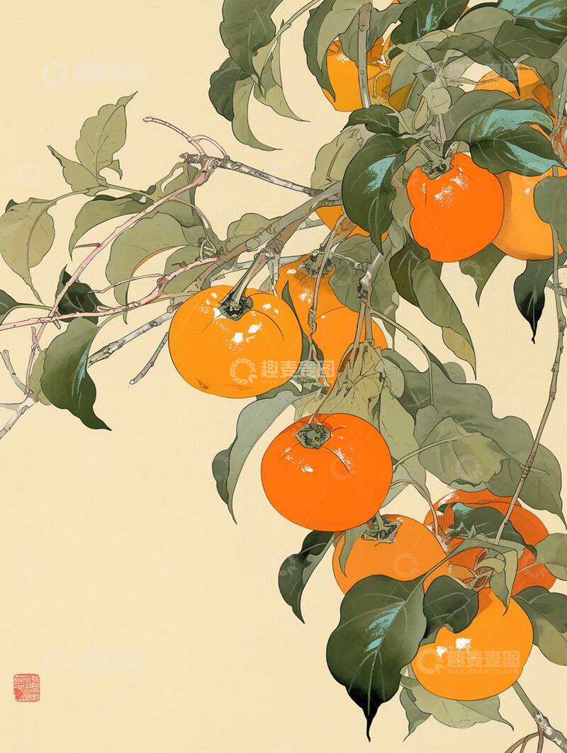 高清大图下载【趣麦麦图】柿子  浑圆  脆爽  