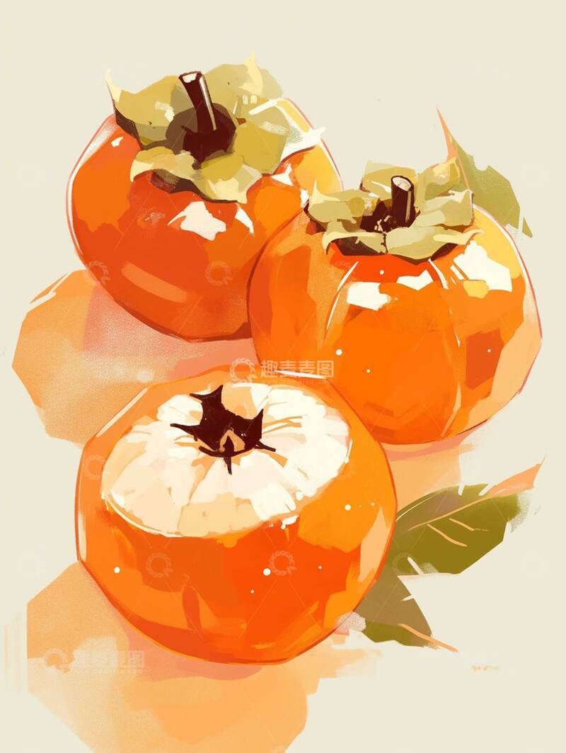 高清大图下载【趣麦麦图】-柿子   醺甜  露润 