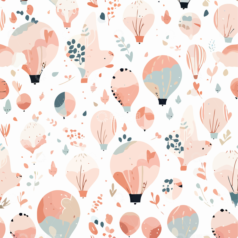 源文件下载【趣麦麦图】手绘卡通插画气球花草扁平风设计图 44