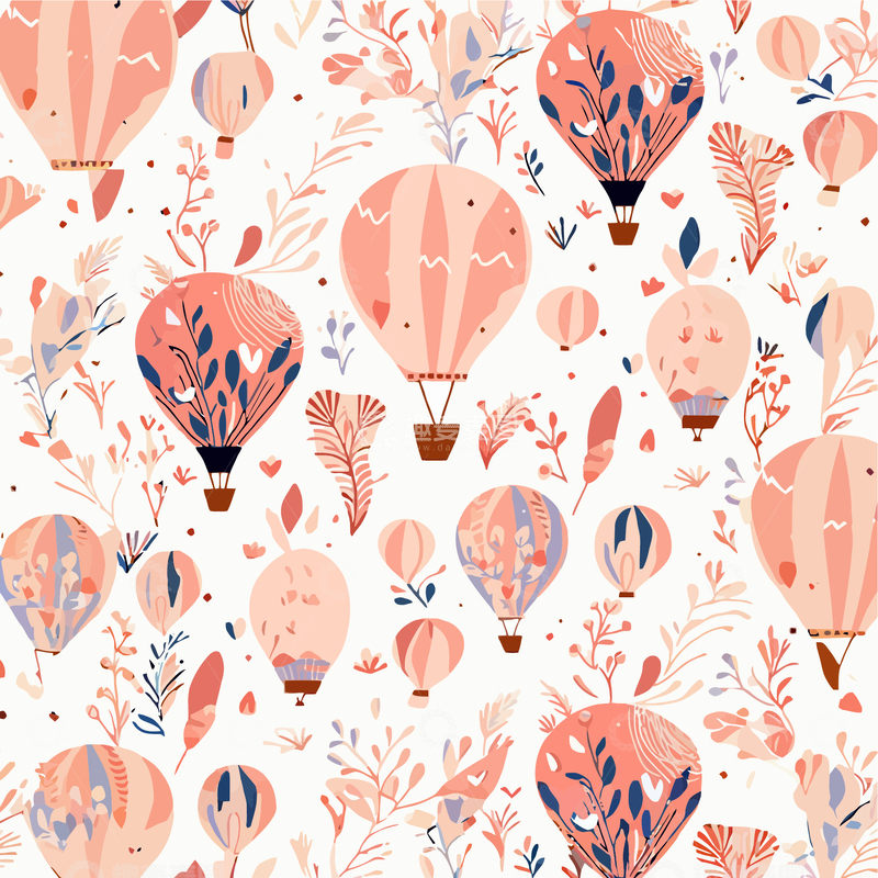 源文件下载【趣麦麦图】手绘卡通插画气球花草扁平风设计图 45