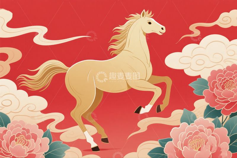 高清大图下载【趣麦麦图】20226新春马年插画