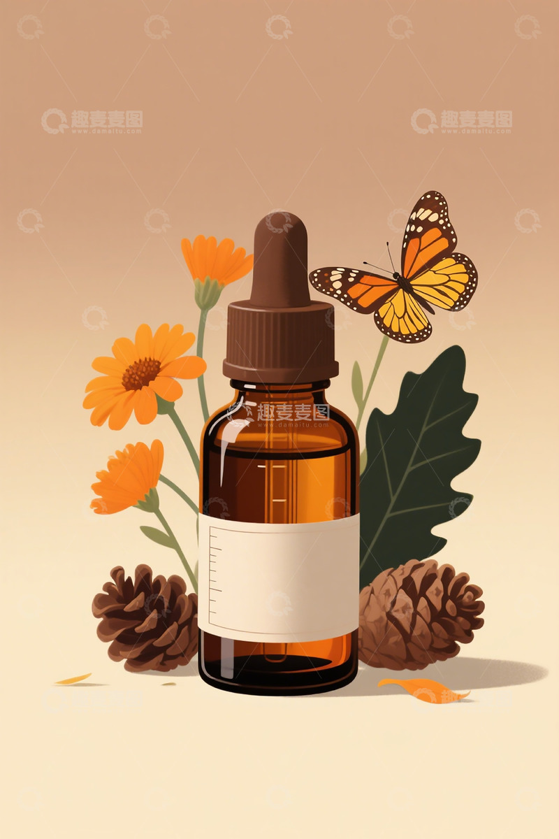 高清大图下载【趣麦麦图】手绘插画香水产品海报