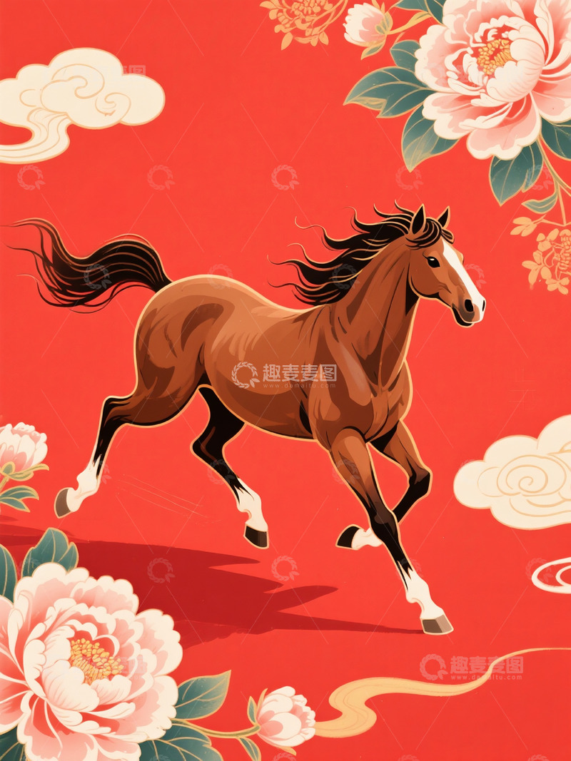 高清大图下载【趣麦麦图】2026马年插画素材