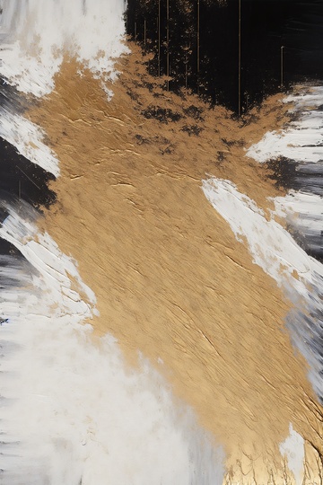 黑白金笔刷水墨抽象画