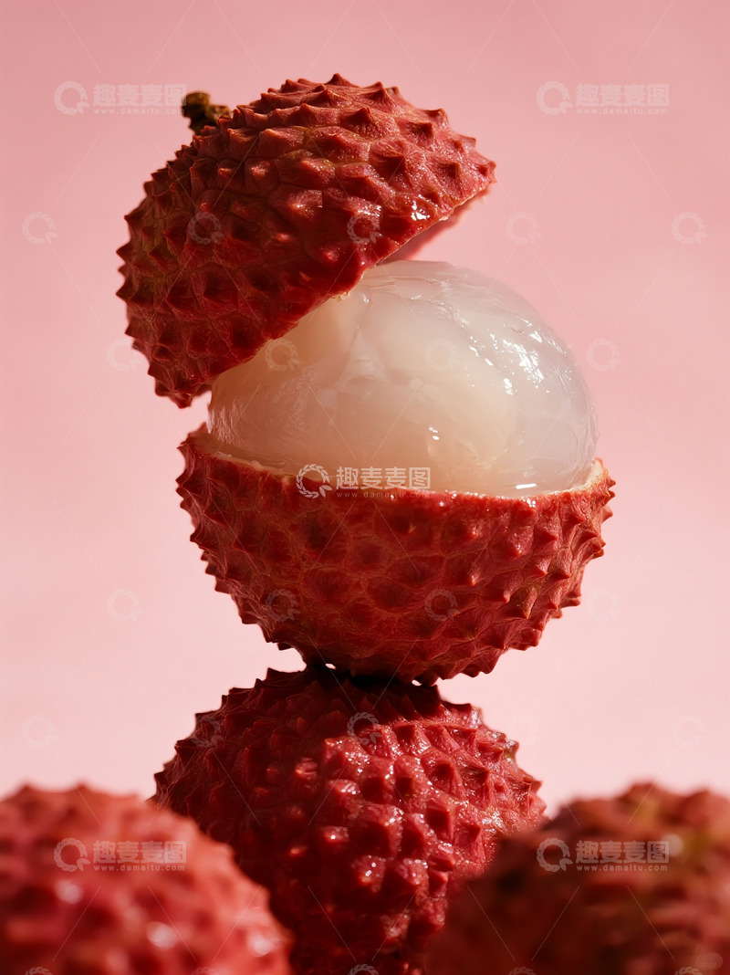 高清大图下载【趣麦麦图】微距视角下的新鲜荔枝