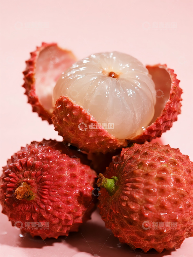 高清大图下载【趣麦麦图】微距视角下的鲜荔枝