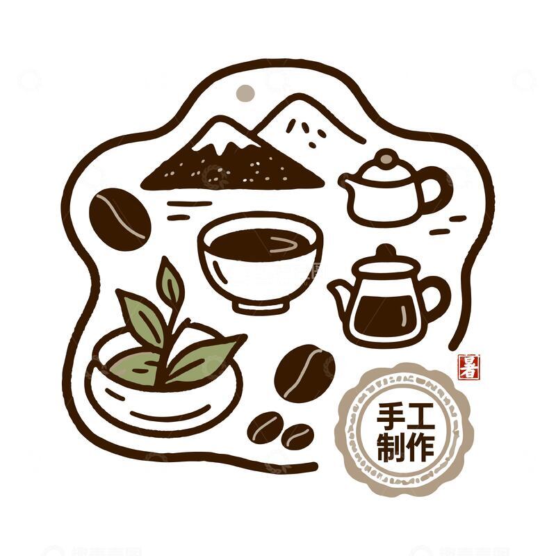 源文件下载【趣麦麦图】咖啡茶饮手工制作元素