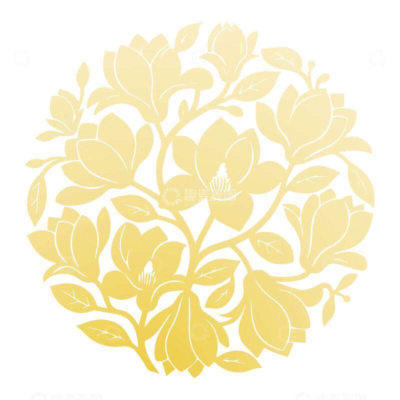 渐变玉兰花剪影