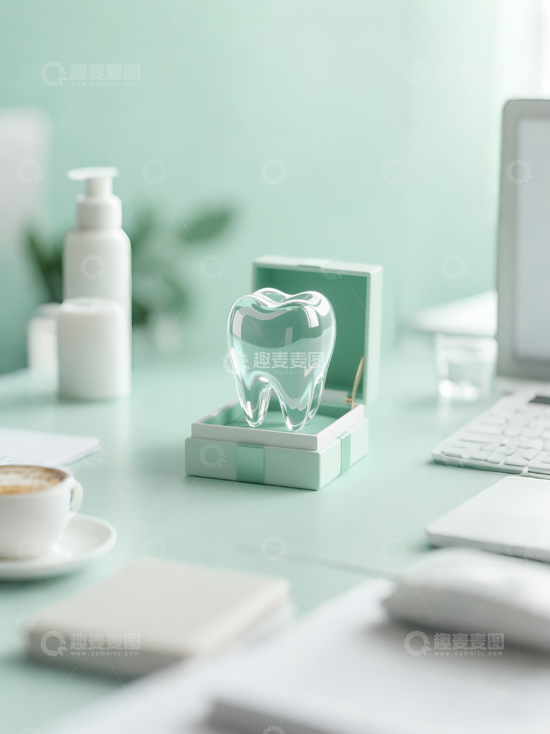 高清大图下载【趣麦麦图】口腔牙科绿色水晶牙齿