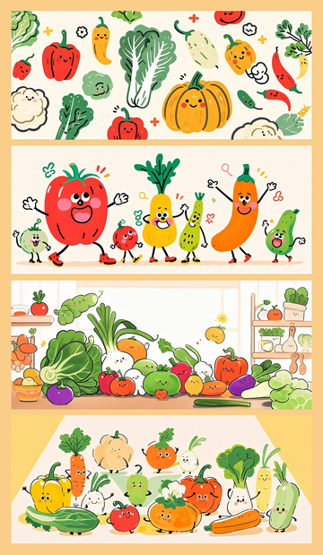 蔬菜插画背景图4张