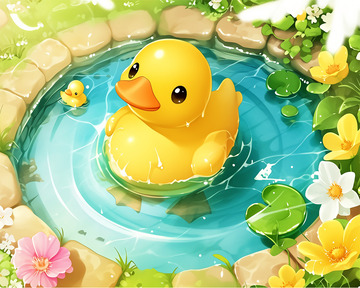 水池里的小黄鸭