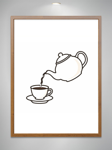 倒茶简笔画矢量图