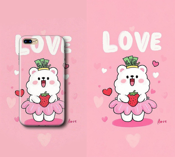 粉色小白熊手机壳