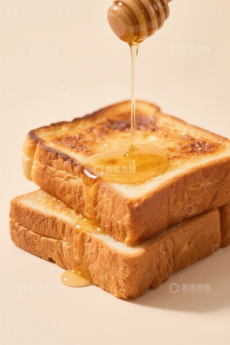高清大图下载【趣麦麦图】蜂蜜淋烤面包片美食照片