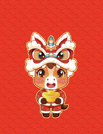 狮头小马抱元宝