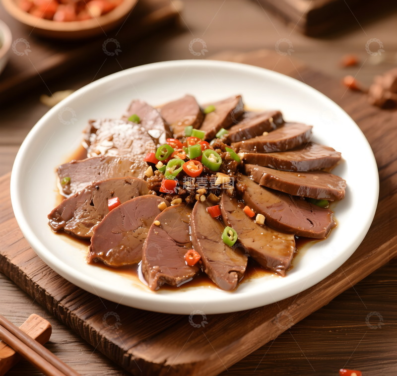 高清大图下载【趣麦麦图】香辣凉拌卤猪肝拼盘