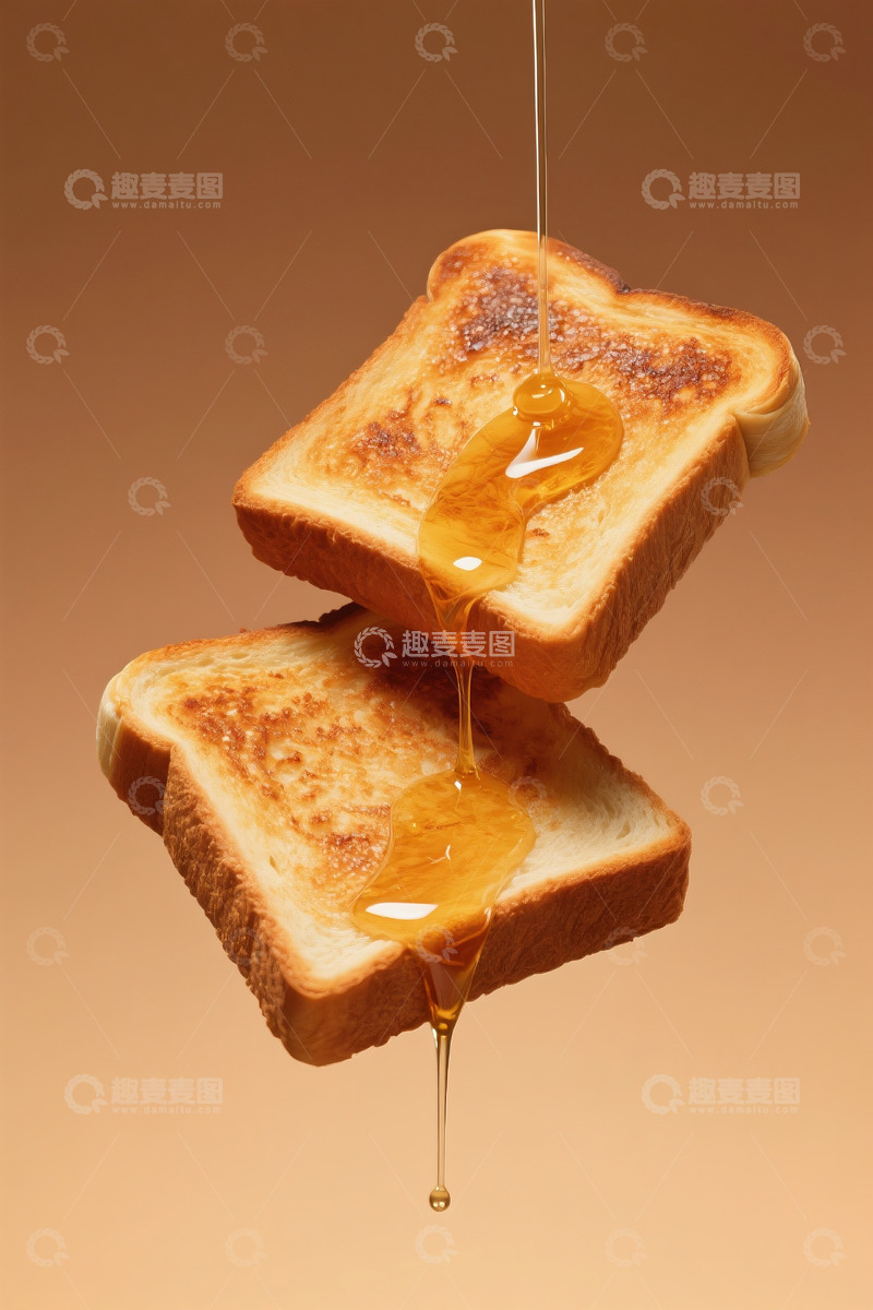 高清大图下载【趣麦麦图】商业蜂蜜淋烤面包片美食照片1
