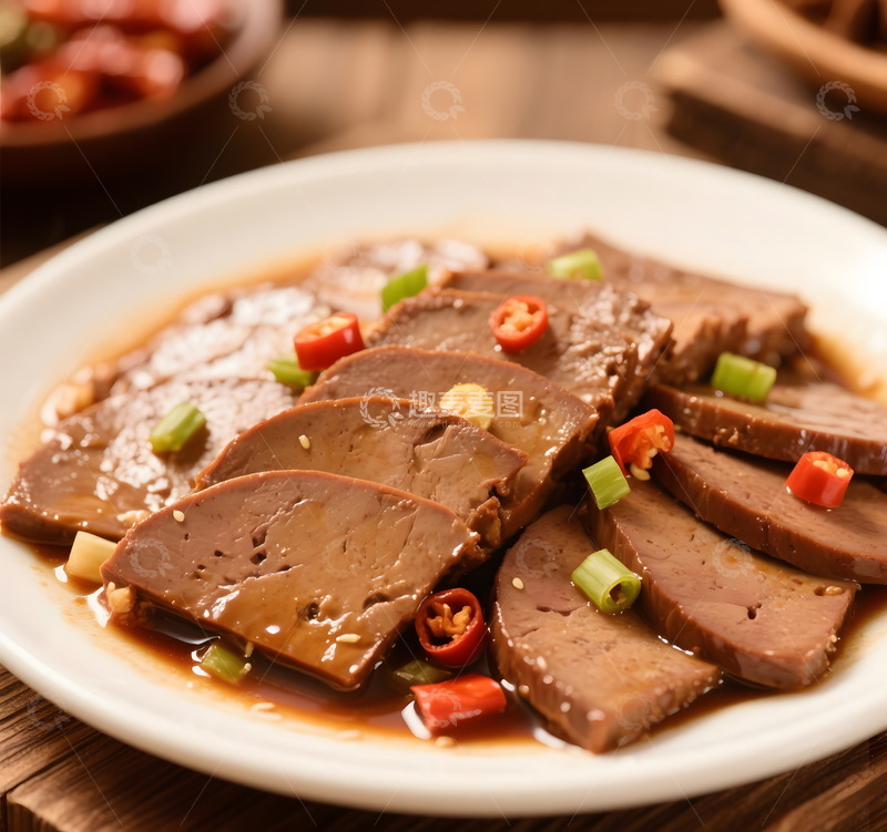 高清大图下载【趣麦麦图】香辣凉拌卤猪肝美味