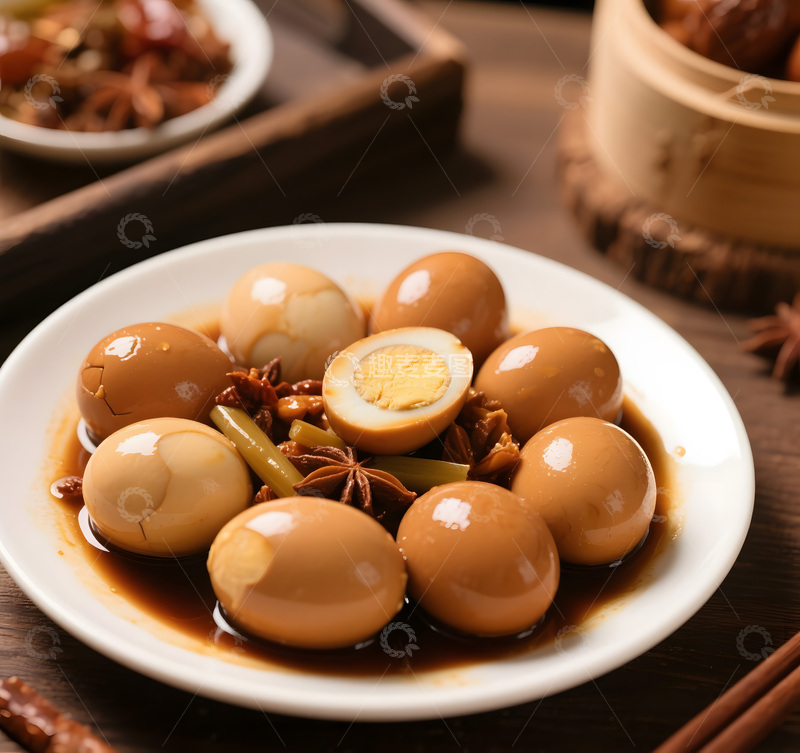 高清大图下载【趣麦麦图】卤鸡蛋美食摄影图