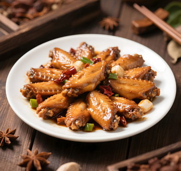 香辣卤鸡翅摄影图