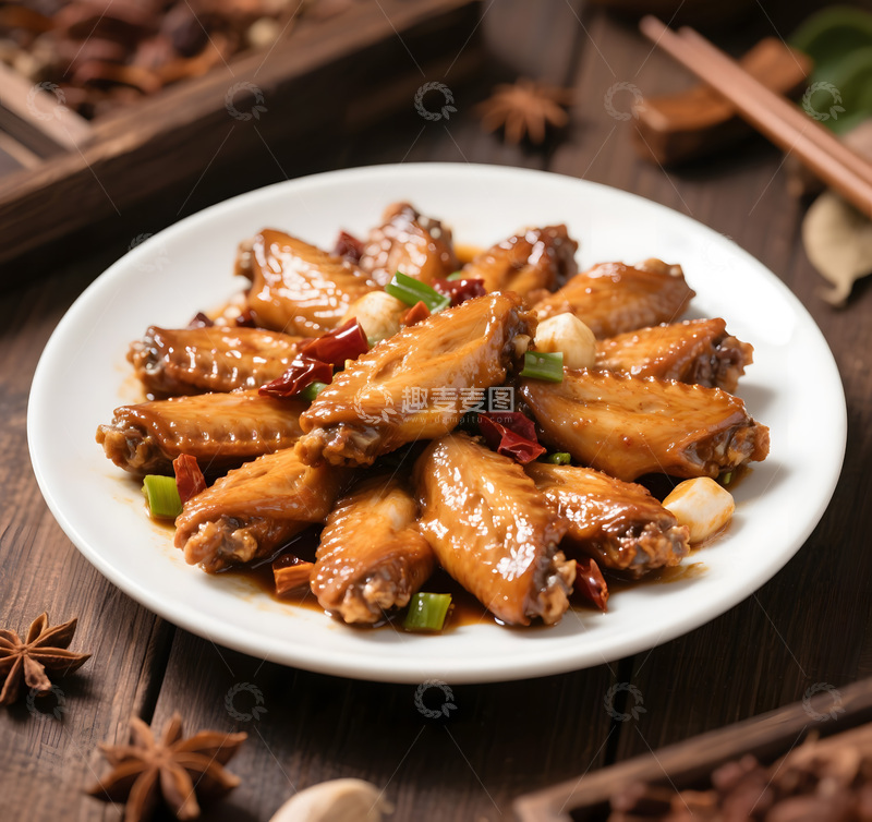 高清大图下载【趣麦麦图】香辣卤鸡翅摄影图