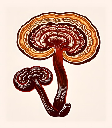 手绘中药灵芝插画